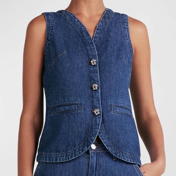 Derek Lam 10 Crosby | Cassie Denim Suiting Vest - Picture 1 of 6